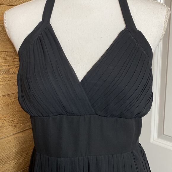 Jonathan Martin Pleated Dress Black Halter Neck Sleeveless Size 8 - Picture 3 of 7